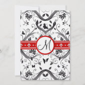 Black Damask Butterfly zwemt Red Wedding Invites Kaart (Voorkant)