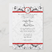 Black Damask Butterfly zwemt Red Wedding Invites Kaart (Achterkant)