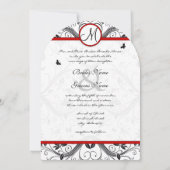 Black Damask Butterfly zwemt Red Wedding Invites Kaart (Achterkant)