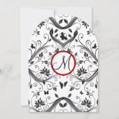Black Damask Butterfly zwemt Red Wedding Invites Kaart (Voorkant)