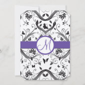 Black Damask Butterfly zwemt Red Wedding Invites Kaart (Voorkant)