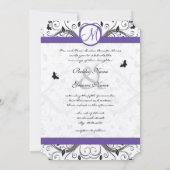 Black Damask Butterfly zwemt Red Wedding Invites Kaart (Achterkant)