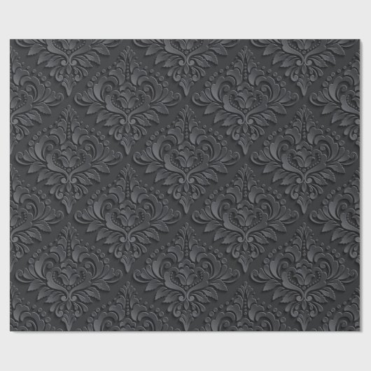 Black Damask Cadeaupapier (Vlak)