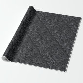 Black Damask Cadeaupapier (Uitgerold)