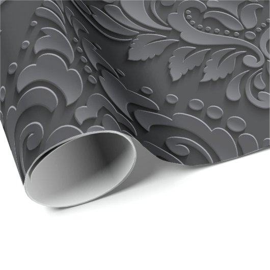 Black Damask Cadeaupapier (Rol Hoek)