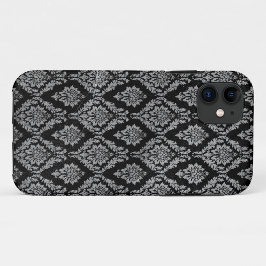 Black Damask Case-Mate iPhone Case (Achterkant (horizontaal))