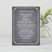 Black Damask  Chalkboard Wedding Invitation Kaart (Staand voorkant)