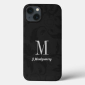Black Damask Classic Monogrammed Case-Mate iPhone Case (Achterkant)
