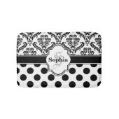 Black Damask Cute Polka Dots Badmat (Voorkant)