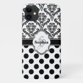 Black Damask Cute Polka Dots i Case-Mate iPhone Case (Achterkant)