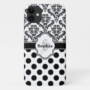 Black Damask Cute Polka Dots i Case-Mate iPhone Case