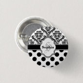 Black Damask Cute Polka Dots Ronde Button 3,2 Cm (Voorkant /achterkant)