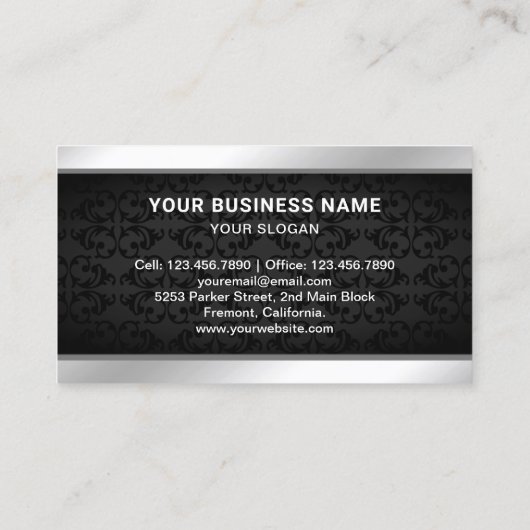 Black Damask Desktop PC Computer Repair Technician Visitekaartje (Achterkant)