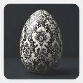 Black Damask Easter Egg Vierkante Sticker (Voorkant)
