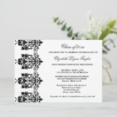 Black Damask Edge Wit Afstuderen Aankondiging (Staand voorkant)