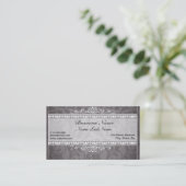 Black Damask Elegant Visitekaartje (Staand voorkant)