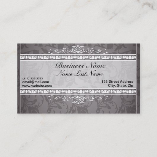 Black Damask Elegant Visitekaartje (Voorkant)