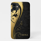 Black Damask en Black Swirl Case-Mate iPhone Case (Achterkant)