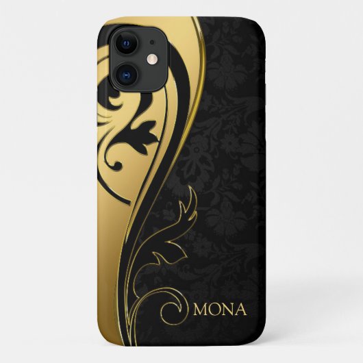 Black Damask en Black Swirl Case-Mate iPhone Case (Achterkant)