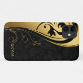 Black Damask en Black Swirl Case-Mate iPhone Case (Achterkant (horizontaal))