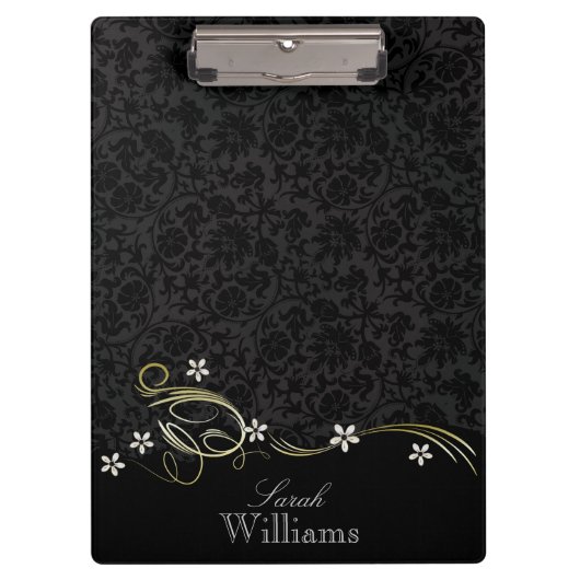 Black Damask en Black Swirls Klembord (Voorkant)
