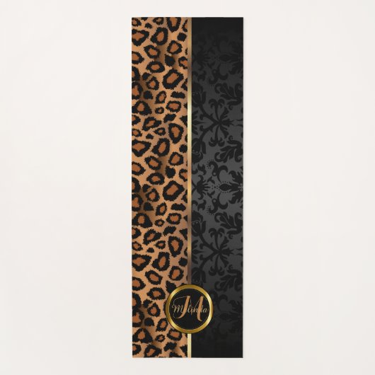 Black Damask en Brown Leopard Yogamat (Voorkant)