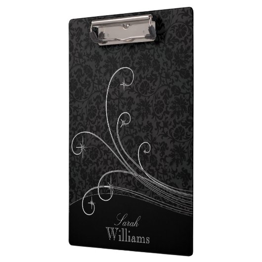 Black Damask en Grey Swirls Klembord (Links)