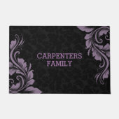 Black Damask en Paarse Floral Lace Deurmat (Voorkant)