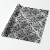 Black Damask en Silver Cadeaupapier (Uitgerold)