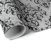 Black Damask en Silver Cadeaupapier (Rol Hoek)