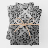 Black Damask en Silver Inpakpapier Vel (In situ)