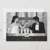 Black Damask en Silver Modern Rehearsal Dinner Kaart (Voorkant)