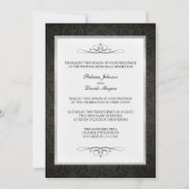 Black Damask en Silver Modern Rehearsal Dinner Kaart (Achterkant)