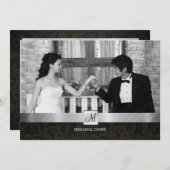 Black Damask en Silver Modern Rehearsal Dinner Kaart (Voorkant / Achterkant)