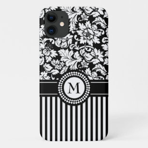 Black Damask en Stripes Case-Mate iPhone Case
