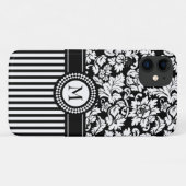 Black Damask en Stripes Case-Mate iPhone Case (Achterkant (horizontaal))