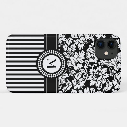Black Damask en Stripes Case-Mate iPhone Case (Achterkant (horizontaal))