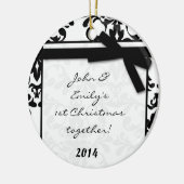 Black Damask Filigree Persoonlijke naam Keramisch Ornament (Links)