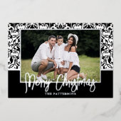 Black Damask Folie Holiday Card Feestdagenkaart (Voorkant)