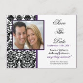 Black Damask Foto Opslaan van de datum BRIEFKAART! Aankondigingskaart (Voorkant)