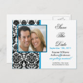 Black Damask Foto Opslaan van de datum BRIEFKAART! Aankondigingskaart (Voorkant / Achterkant)