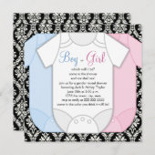 Black Damask Gender Reveal Kaart (Voorkant / Achterkant)
