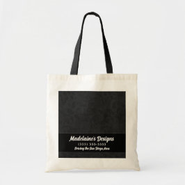 Black Damask Gepersonaliseerde Zaken Tote Bag