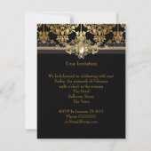 Black Damask Gold 50th Birthday Party Pearl Kaart (Achterkant)