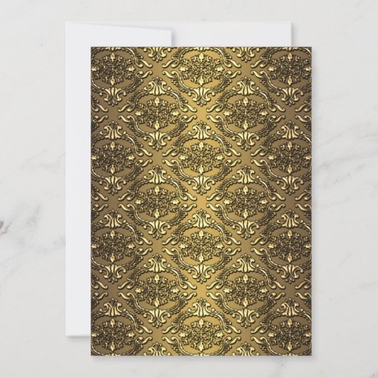 Black Damask Gold Classy Sweet Sixteen Party Kaart (Achterkant)