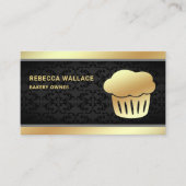 Black Damask Gold Foil Homemade Cupcake Bakkerij Visitekaartje (Voorkant)