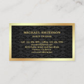 Black Damask Gold Foil Paardrijden Instructeur Visitekaartje (Achterkant)