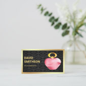 Black Damask Gold Foil Pink Perfume Flacon Visitekaartje (Staand voorkant)