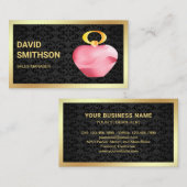 Black Damask Gold Foil Pink Perfume Flacon Visitekaartje (Voorkant / Achterkant)