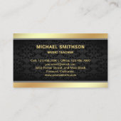 Black Damask Gold Foil Saxofoon Muziekdocent Visitekaartje (Achterkant)